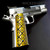 1911 Gun Grips Precisely Engraved in Tesserae - Hand Polished Yellow Gold
