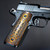Golden Bronze Meticulously engraved 1911 Gun Grips shown with Full Metal Screws