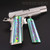1911 Handgun Titanium Grips in the Hybrid Grip Style - 1 of 1 Electric Green with Multi Colored Inserts - Hand anodized In House