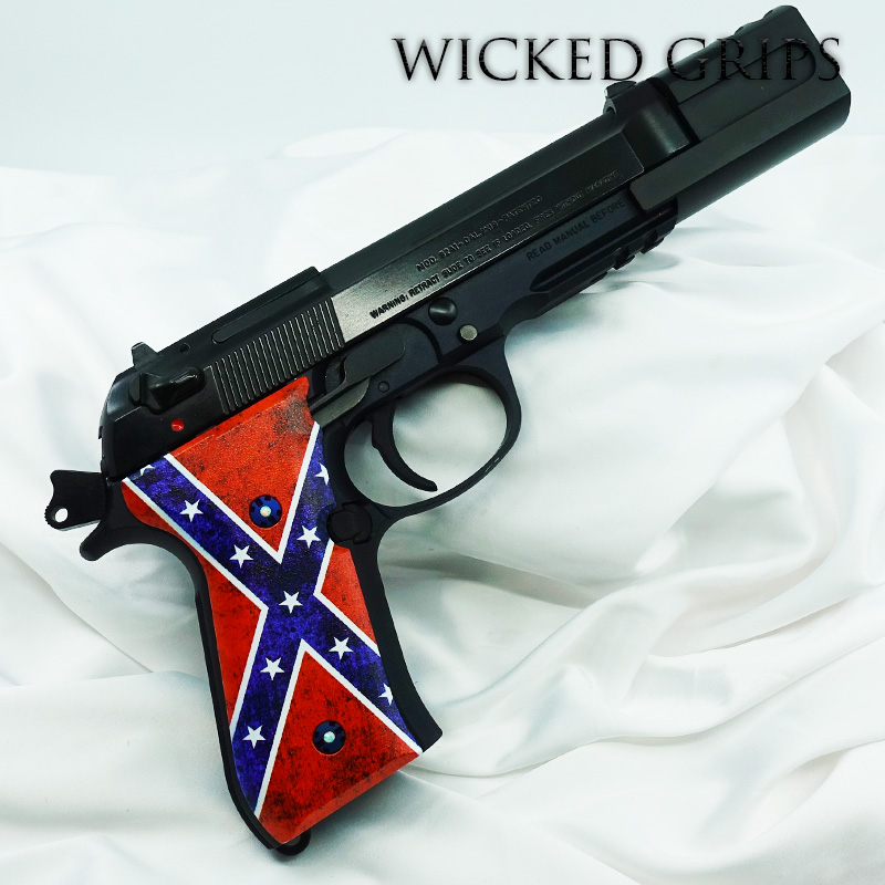 CUSTOM BERETTA 92FS PISTOL GRIPS DIXIE FLAG