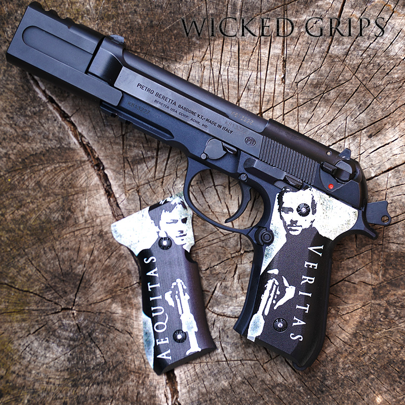 CUSTOM BERETTA 92FS PISTOL GRIPS AEQUITAS VERITAS