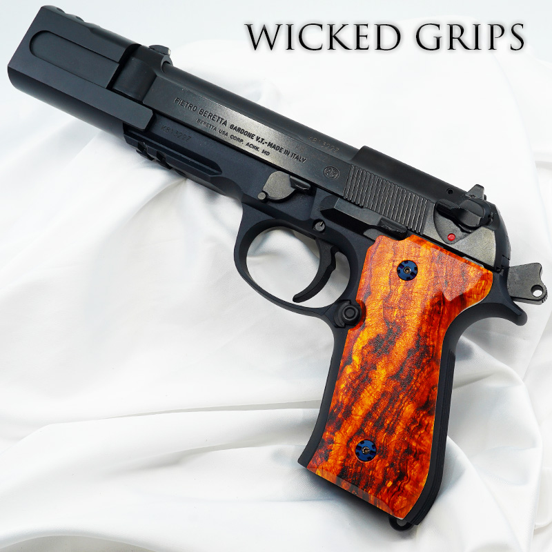 CUSTOM BERETTA 92FS PISTOL GRIPS DESERT BURL