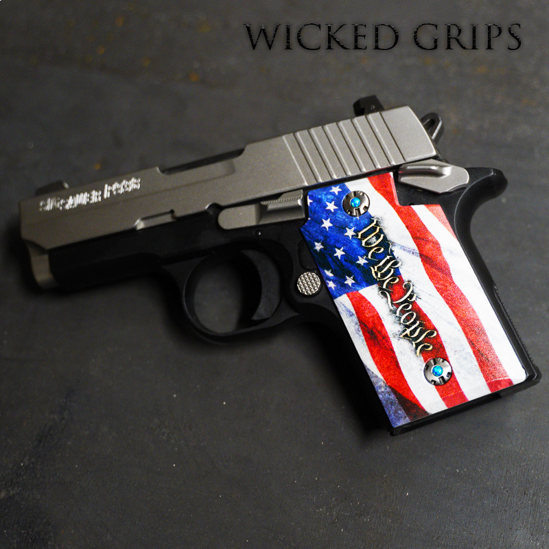 CUSTOM SIG SAUER P938 GRIPS WE THE PEOPLE V4