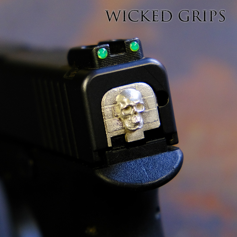 WICKED GRIPS GLOCK 43 SLIDE PLATE PURE SILVER SKULL