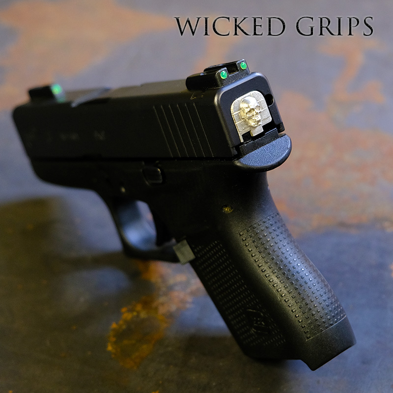 WICKED GRIPS GLOCK 43 SLIDE PLATE PURE SILVER SKULL