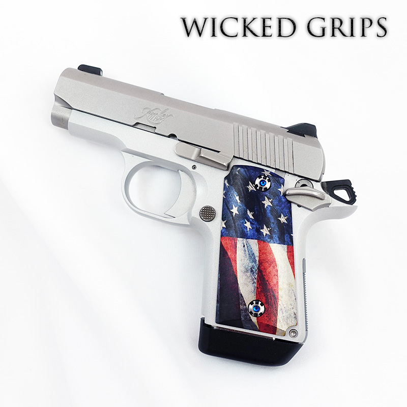 KIMBER MICRO 9MM CUSTOM PISTOL GRIPS AMERICAN FLAG V2