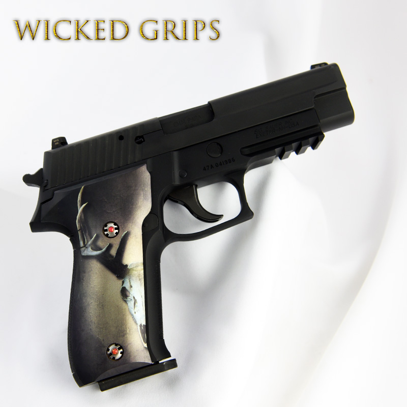 CUSTOM SIG SAUER P226 GRIPS DEER SKULL