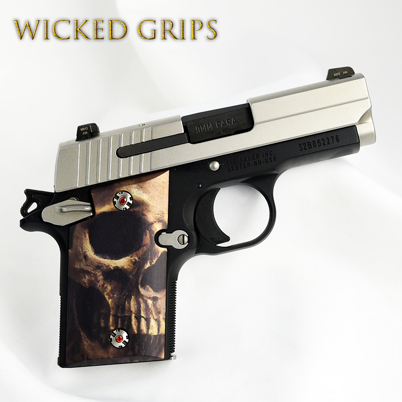 CUSTOM SIG SAUER P938 GRIPS! FULL SKULL FACE