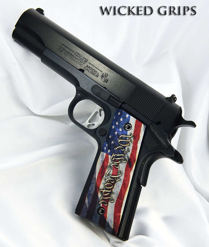 CUSTOM 1911 PISTOL GRIPS THIN WE THE PEOPLE VER 4