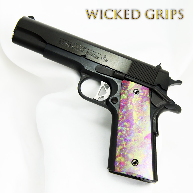 CUSTOM 1911 THIN PISTOL GRIPS OPAL