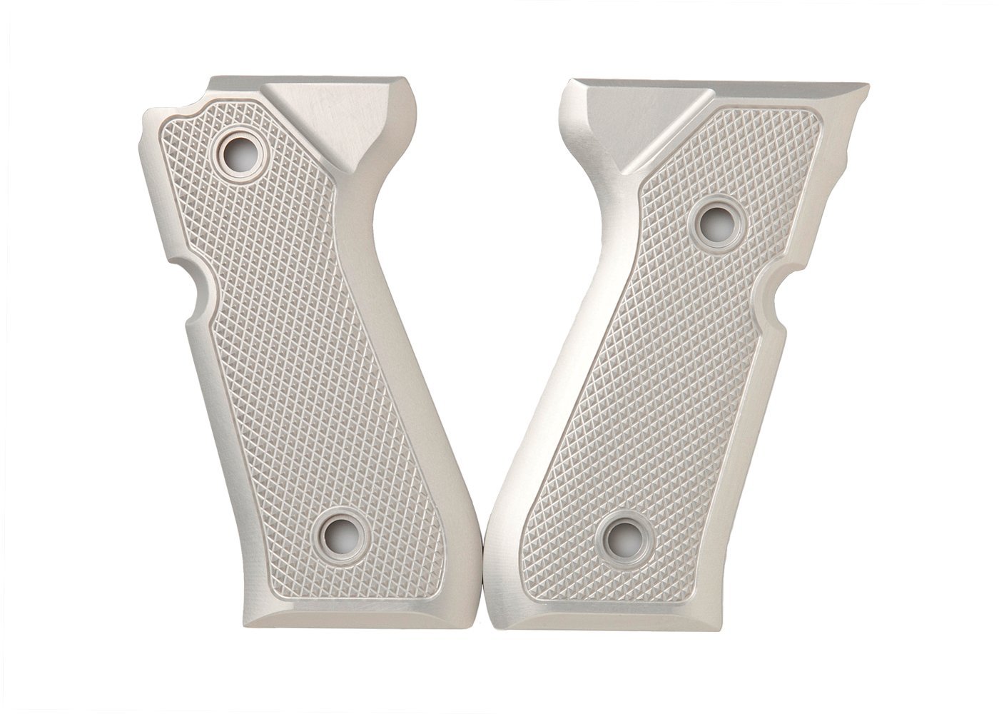 ALUMAGRIPS BERETTA 92FS TACTICAL CHECKERED PISTOL GRIPS SILVER