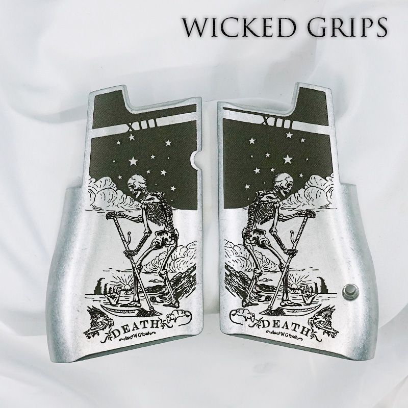 CUSTOM DESERT EAGLE PISTOL GRIPS DEEP ENGRAVED DEATH TAROT