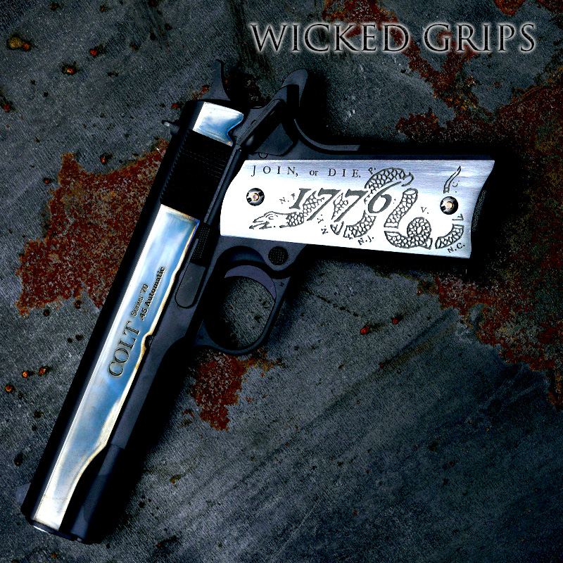 CUSTOM 1911 PISTOL GRIPS DEEP ENGRAVED JOIN OR DIE