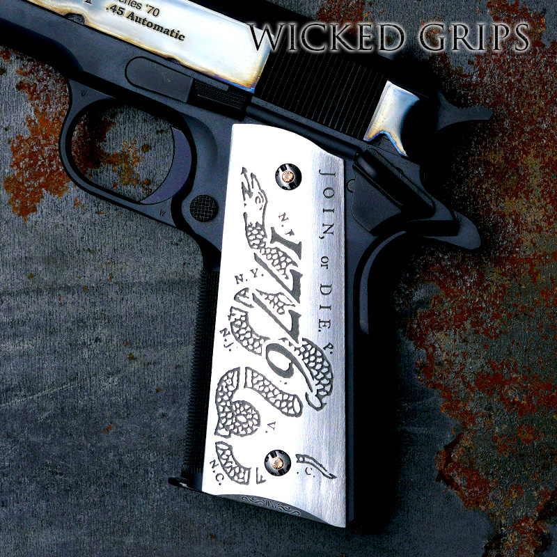 CUSTOM 1911 PISTOL GRIPS DEEP ENGRAVED JOIN OR DIE