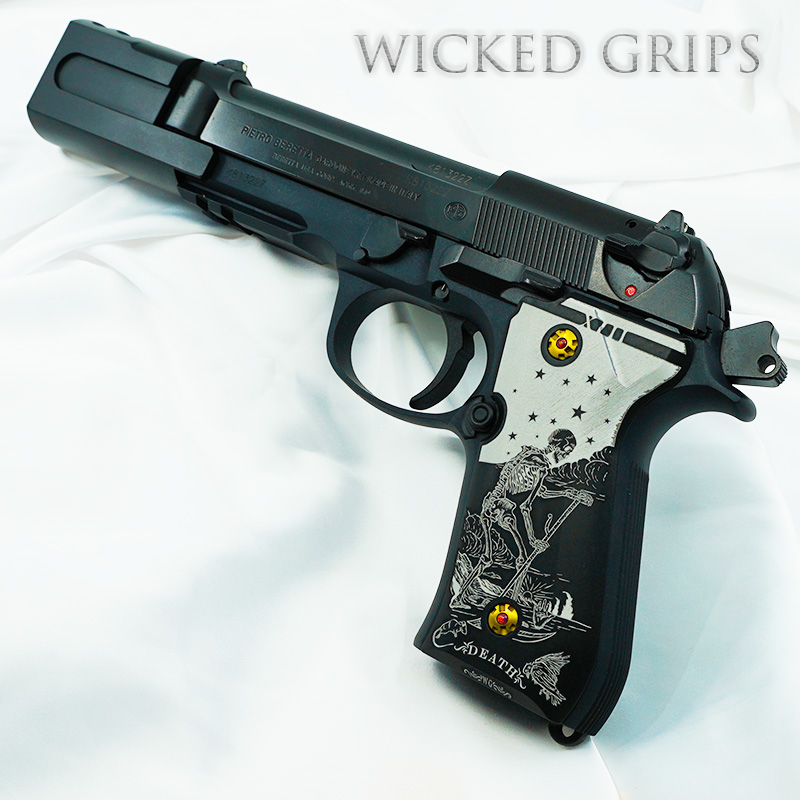 CUSTOM BERETTA 92FS PISTOL GRIPS BLACK DEATH TAROT 