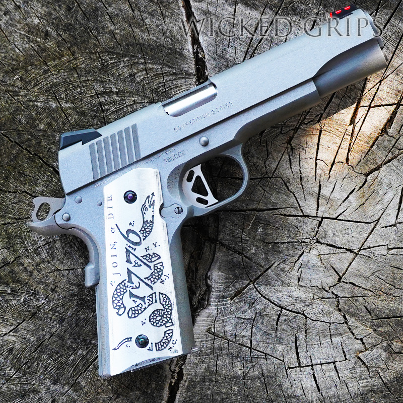 CUSTOM 1911 PISTOL GRIPS DEEP ENGRAVED JOIN OR DIE