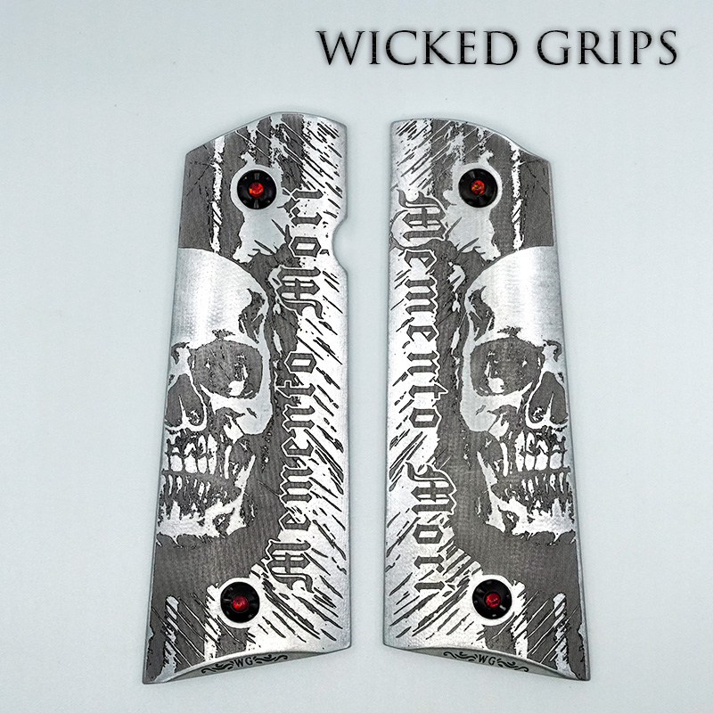 CUSTOM 1911 PISTOL GRIPS ENGRAVED MOMENTO MORI