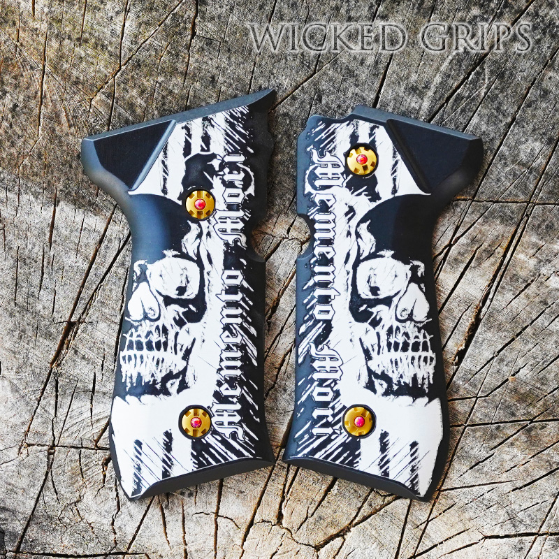 CUSTOM BERETTA 92FS PISTOL GRIPS BLACK MOMENTO MORI