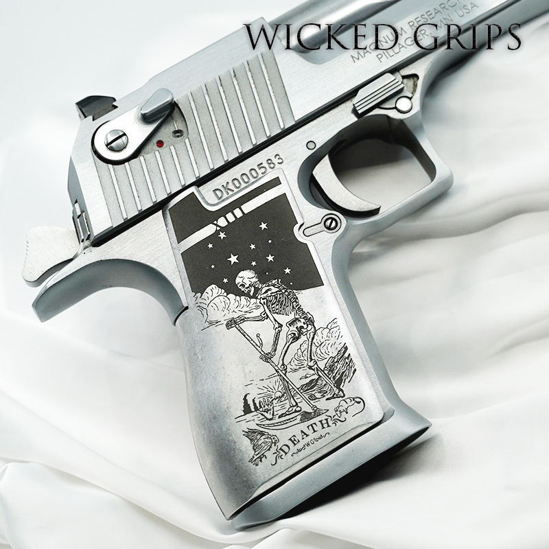 CUSTOM DESERT EAGLE PISTOL GRIPS ENGRAVED DEATH TAROT