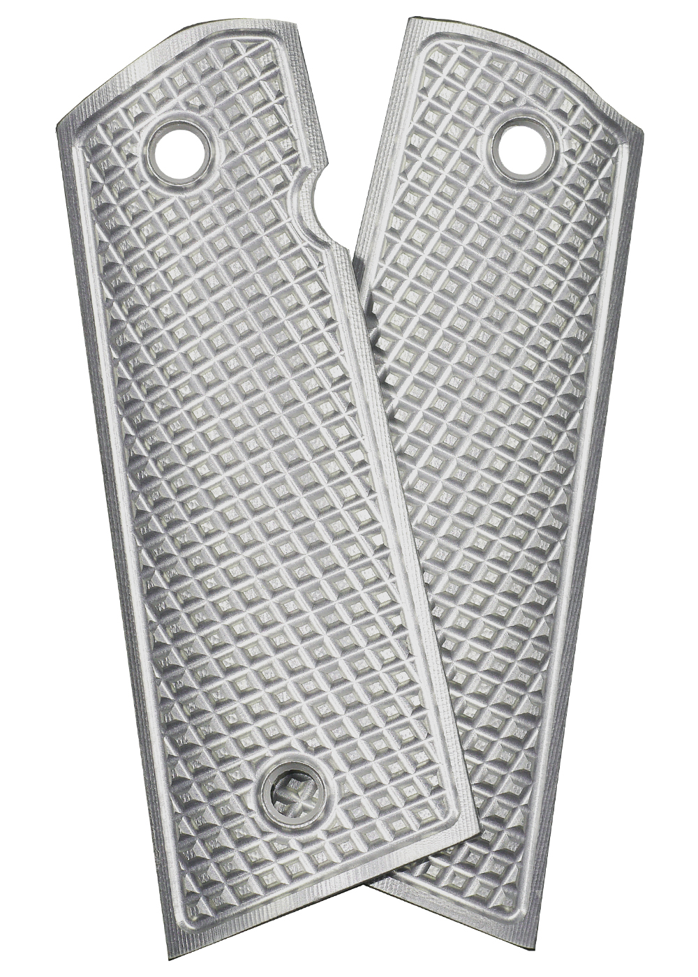 ALUMAGRIPS 1911 PISTOL GRIPS GRATER SILVER MAGWELL