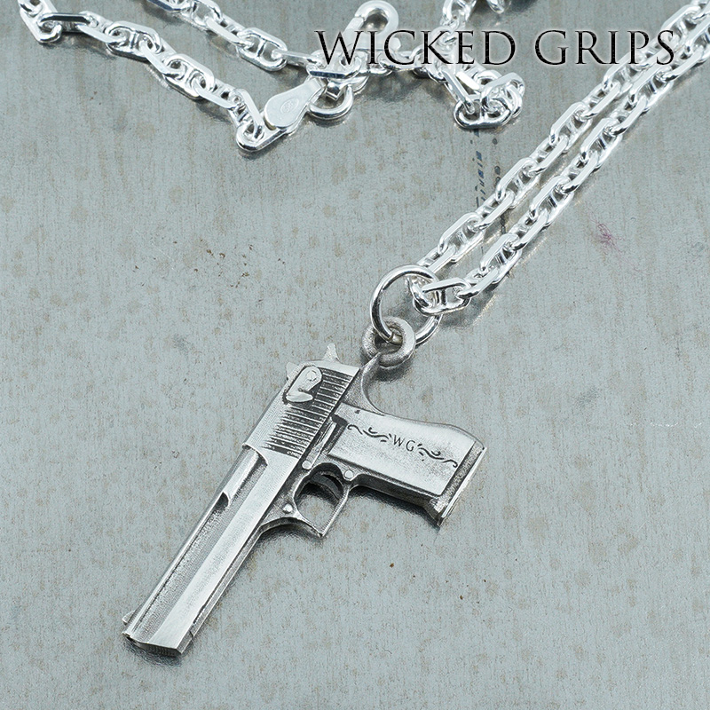 SILVER DESERT EAGLE PISTOL PENDANT