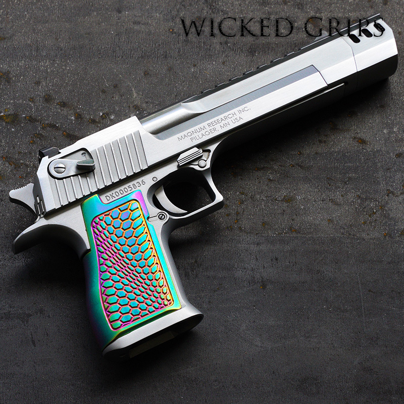 CUSTOM DESERT EAGLE GRIPS PVD RAINBOW HEXWAVE