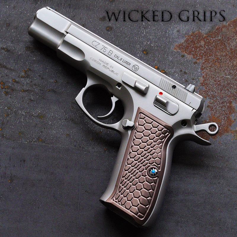 CUSTOM CZ75 PISTOL GRIPS PVD BRONZE HEXWAVE