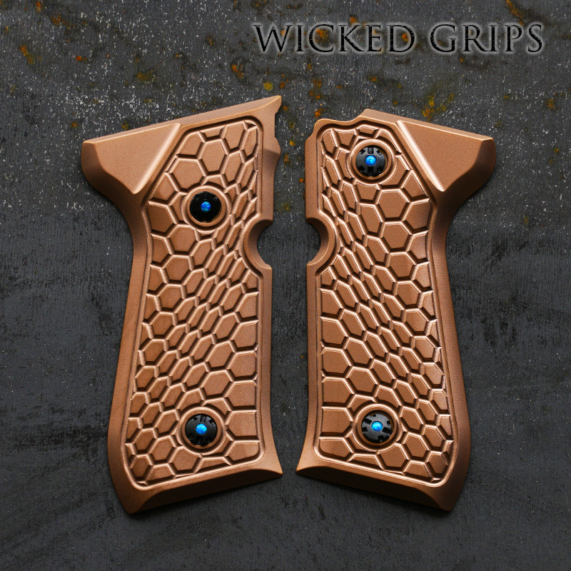 CUSTOM BERETTA PISTOL GRIPS PVD ROSE GOLD HEXWAVE