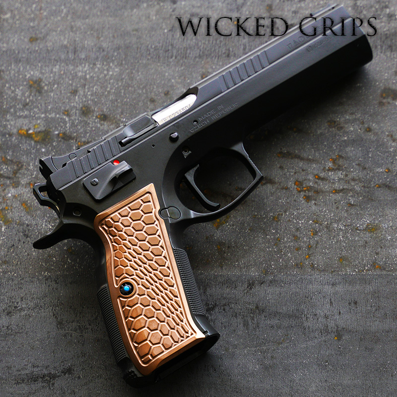 CUSTOM CZ75 PISTOL GRIPS PVD ROSE GOLD HEXWAVE