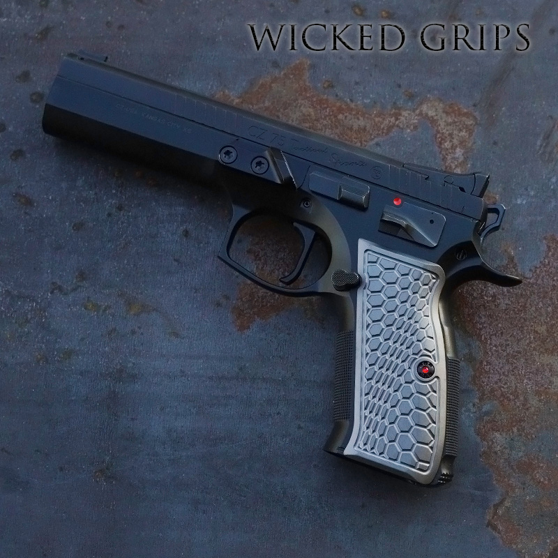 CUSTOM CZ75 PISTOL GRIPS PVD GUNMETAL HEXWAVE