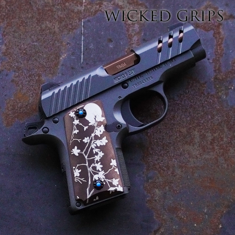 KIMBER MICRO 9MM PISTOL GRIPS BRONZE PVD CHERRY BLOSSOMS