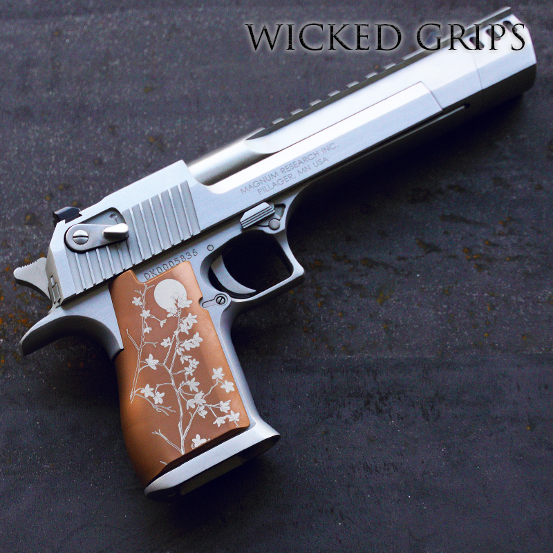 DESERT EAGLE PISTOL GRIPS ROSE GOLD PVD CHERRY BLOSSOMS