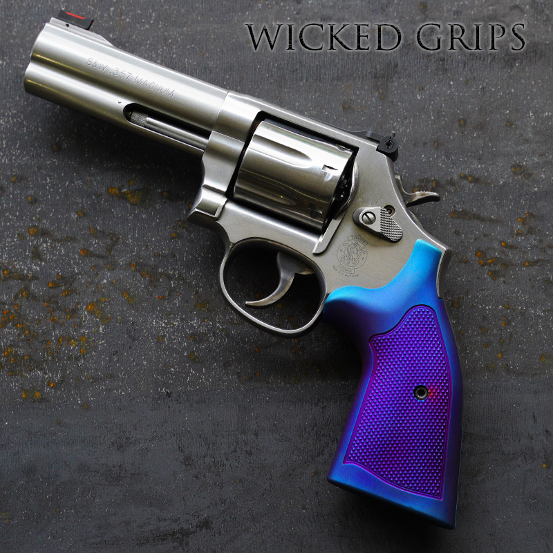 CUSTOM S&W K L X FRAME BLUE PVD CHECKERED GRIPS