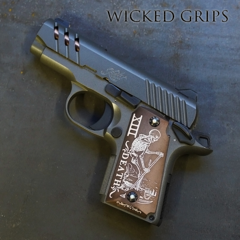 KIMBER MICRO 9MM PISTOL GRIPS BRONZE PVD DEATH TAROT