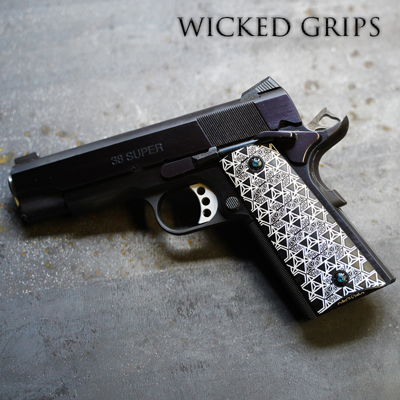 CUSTOM 1911 GRIPS BLACK MERKABA 