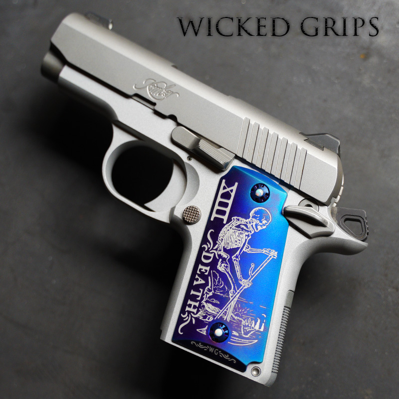 KIMBER MICRO 9MM PISTOL GRIPS BLUE PVD DEATH TAROT