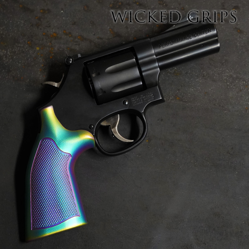 CUSTOM S&W K L X FRAME RAINBOW CHECKERED GRIPS