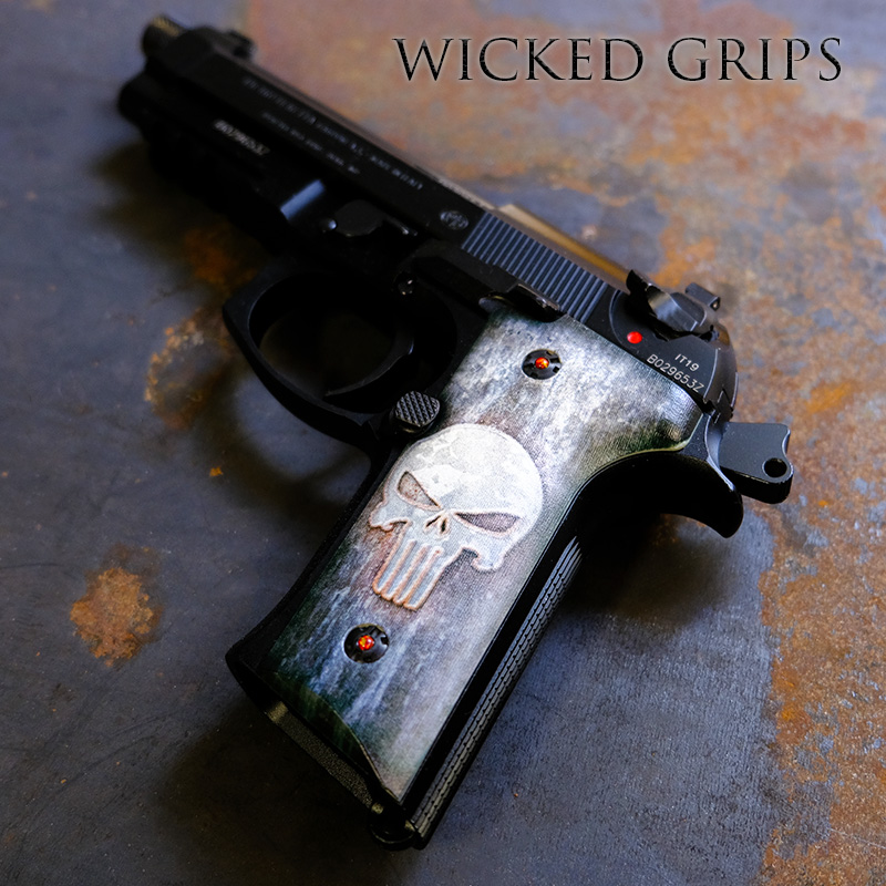 CUSTOM BERETTA 92X M9A3 GRIPS FULL METAL PUNISHER