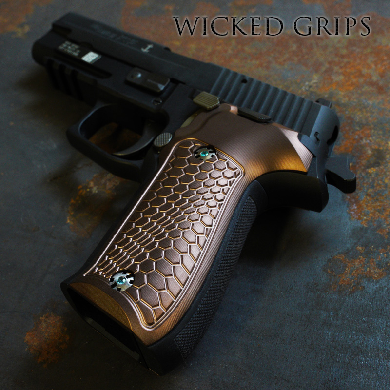 CUSTOM SIG SAUER P226 PISTOL GRIPS BRONZE PVD HEXWAVE