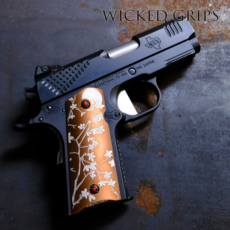 1911 COMPACT PISTOL GRIPS ROSE GOLD PVD CHERRY BLOSSOMS