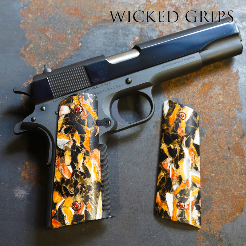 1911 Grips Obsidian Spiney Oyster And Bronze Fusion 4494