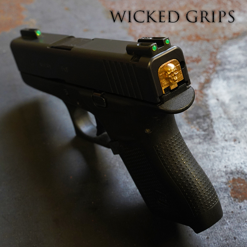 WICKED GRIPS GLOCK 43 SLIDE PLATE PURE BRONZE SKULL