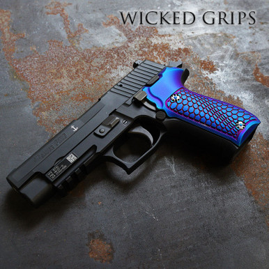 CUSTOM SIG SAUER P226 PISTOL GRIPS BLUE PVD HEXWAVE