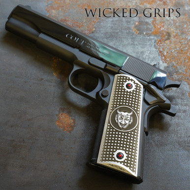 CUSTOM 1911 PISTOL GRIPS WG DEVIL LOGO BLOCK TEXTURE
