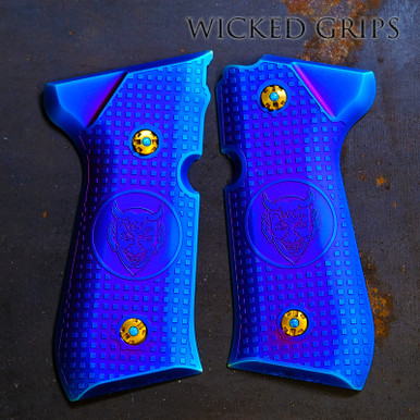 BERETTA 92FS GRIPS WG BLUE DEVIL BRAND BLOCK TEXTURE