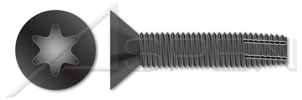 (400 pcs) 3/8"-16 X 2-1/2" Thread-Cutting Screws, Type F, Flat Head 6Lobe Torx Drive, Steel, Black Phosphate and Oil