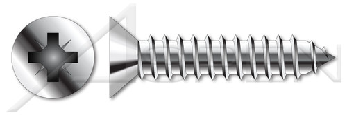 M4.2 X 19mm DIN 7982 / ISO 7050, Metric, Self-Tapping Sheet Metal Screws, Flat Pozidriv Alternative Drive, Full Thread, A4 Stainless Steel
