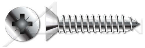 M6.3 X 22mm DIN 7982 / ISO 7050, Metric, Self-Tapping Sheet Metal Screws, Flat Pozidriv Alternative Drive, Full Thread, A2 Stainless Steel