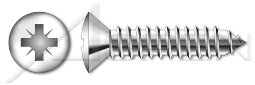 M6.3 X 70mm DIN 7983 / ISO 7051, Metric, Self-Tapping Sheet Metal Screws, Oval Pozidriv Alternative Drive, Full Thread, A4 Stainless Steel