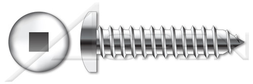 M3.9 X 25mm DIN 7981 / ISO 7049, Metric, Self-Tapping Sheet Metal Screws, Pan Square Drive, Full Thread, A2 Stainless Steel